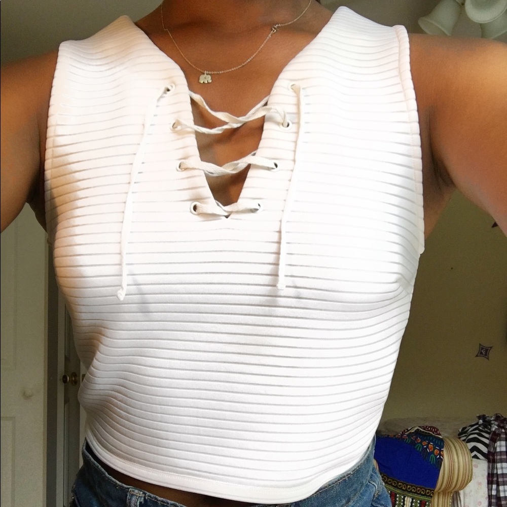 White V-neck crop top